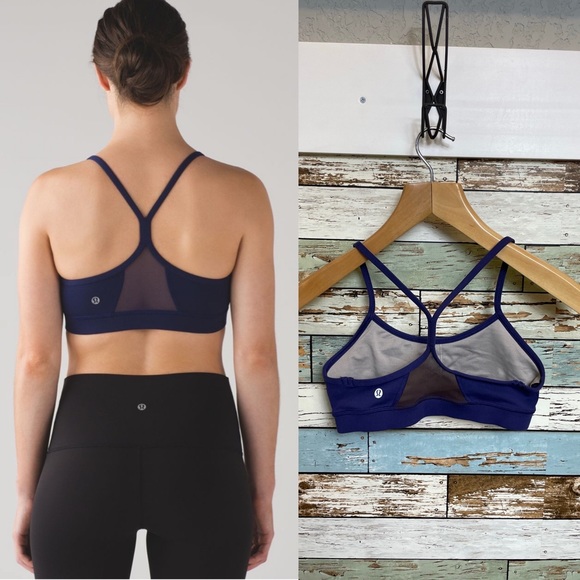 Women’s Lululemon Flow Y Bra IV Hero Blue Yoga Sports Bra Racerback Size 4 - Picture 3 of 5